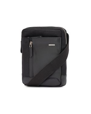 SQUADRA - Tracolla Piccola Pelle e Nylon-Nero