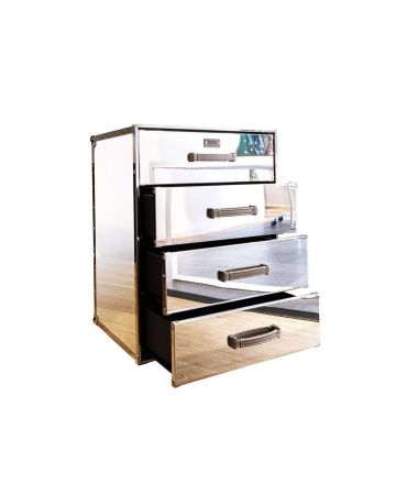 MIRROR HOME - Baule Cassettiera-Alluminio Specchiato